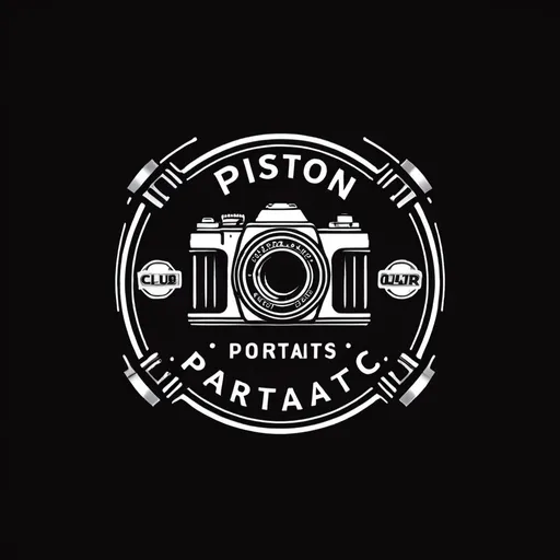 Prompt: Piston and dslr camera logo. Company name Piston Portraits Club