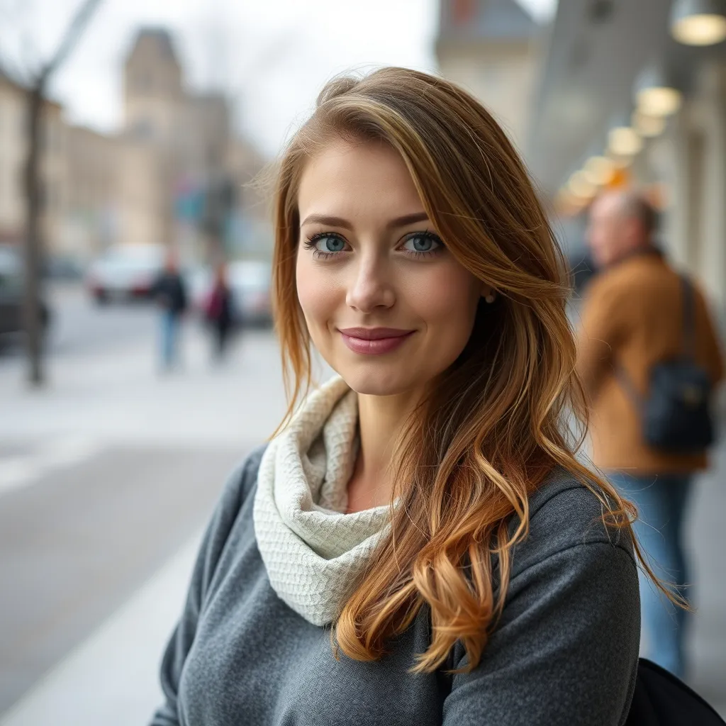 Prompt: Eine Frau die in die Kamera schaut, selbstsicher, normal gekleidet