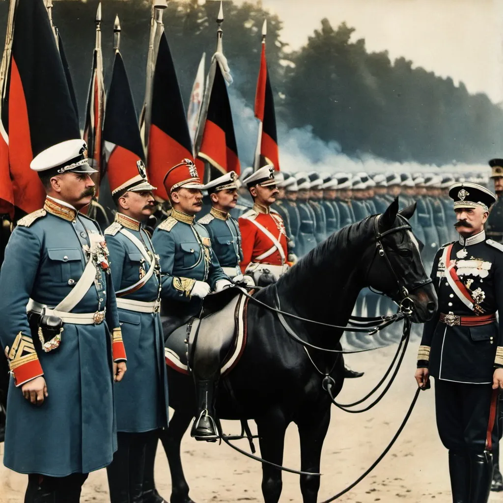 Prompt: German Emperor Wilhelm II
Reviewing troops color Prussia
