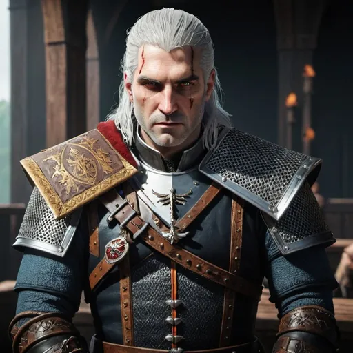 Prompt: Geralt of Rivia as a king