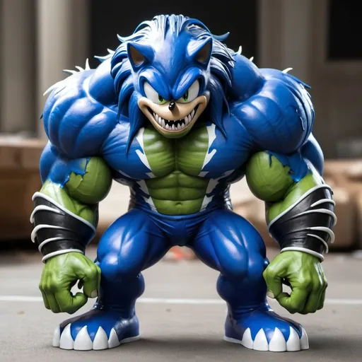 Prompt: Sonic as hulk as venom