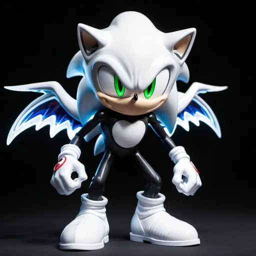 Prompt: Sonic as venom with white lighted skin white mode with white wings mode glowing eyes 