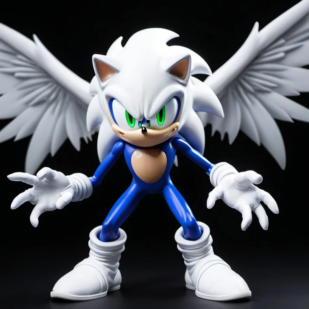 Prompt: Sonic as venom white lighted skin white mode with white wings mode glowing eyes 