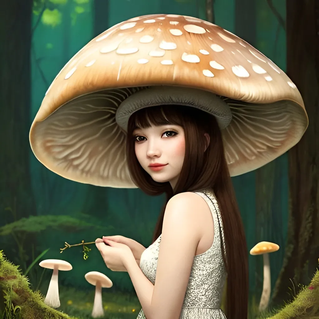 Prompt: Beautifully mushroom girl 