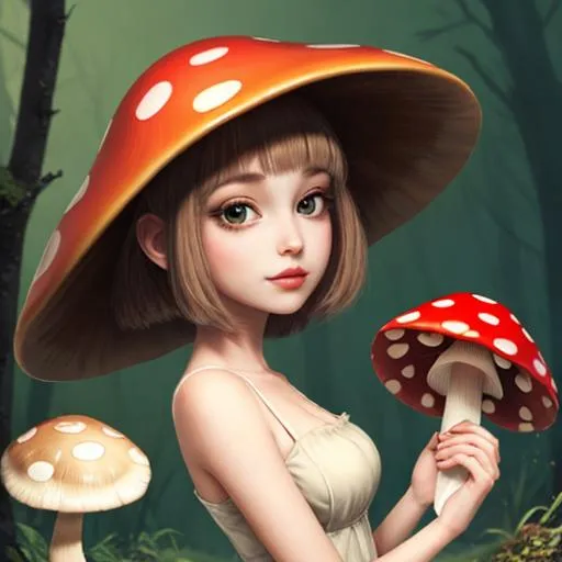 Prompt: Beautifully mushroom girl 