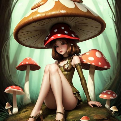 Prompt: Beautifully mushroom girl 