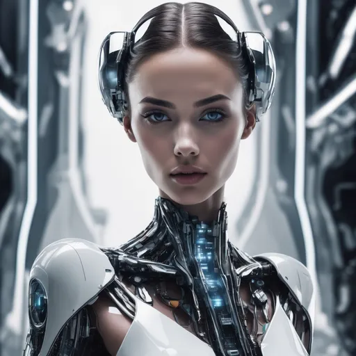 Prompt: Generate images of beautiful women in a futuristic technological context where advanced technology is combined with glamour.