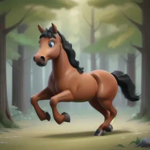 Prompt: A horse running through a forest. This image would be an exciting and dramatic way to show the horse's ability to move quickly and smoothly. It would also be a good way to create a sense of adventure and excitement.