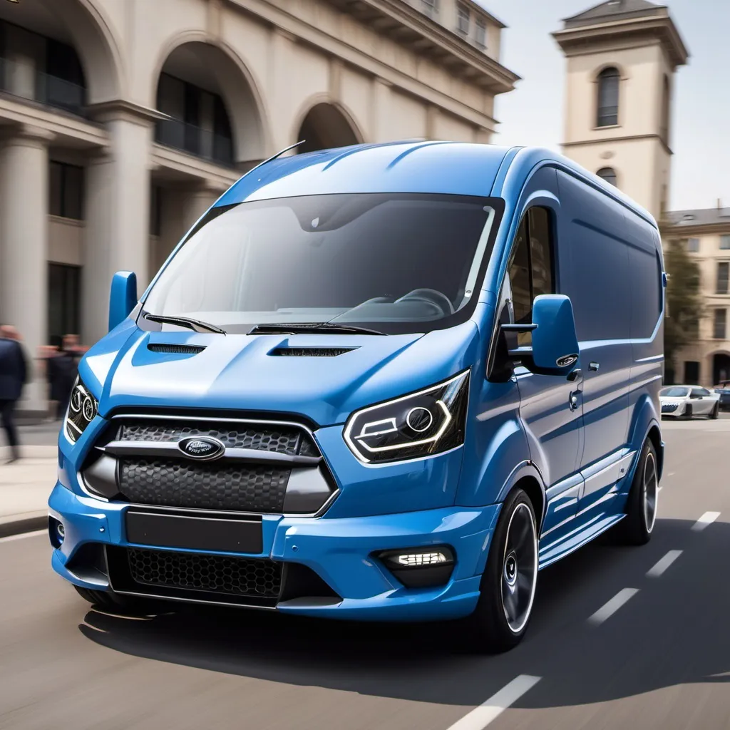 Prompt: Can you make a picture of Ford transit van mixed with a Bugatti Chiron