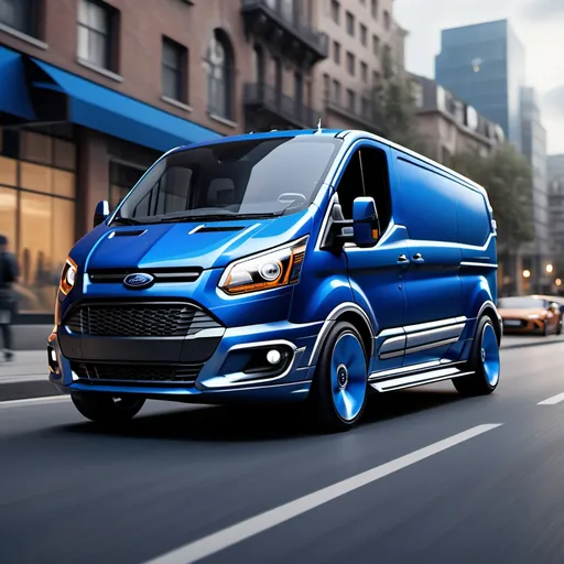 Prompt: Can you make a picture of Ford transit van mixed with a Bugatti Chiron