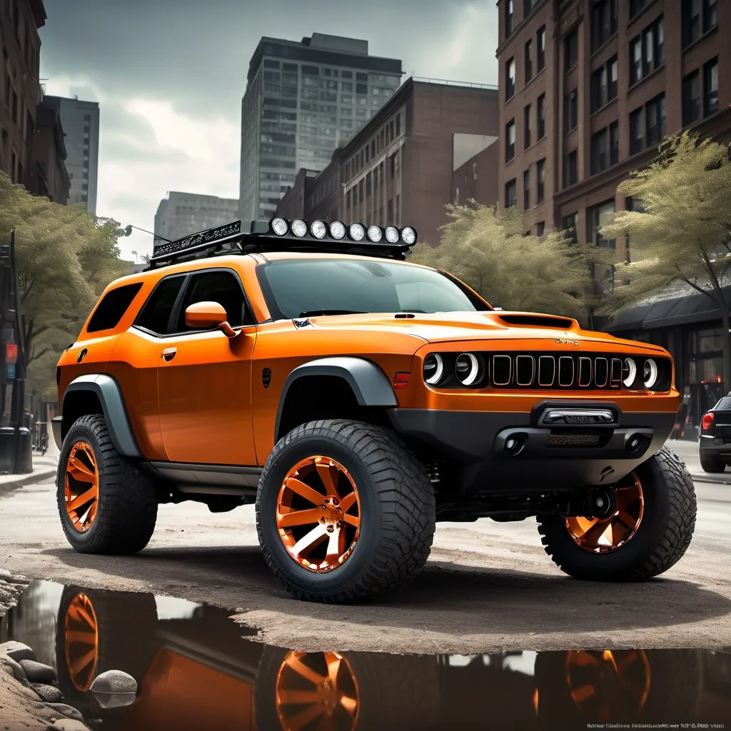 Prompt: Dodge Challenger Jeep Wrangler combined