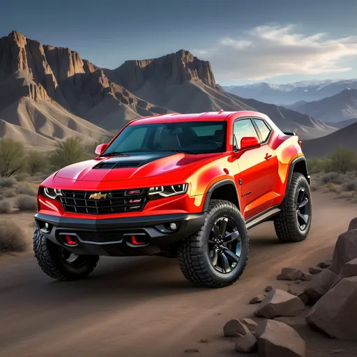 Prompt: Chevrolet Camaro Jeep Wrangler combined