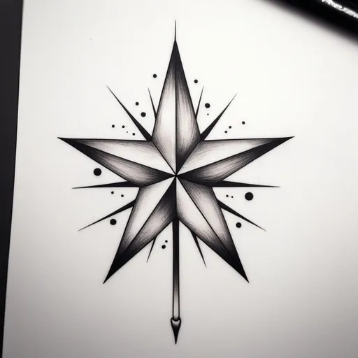 Prompt: pole star tattoo design, minimal