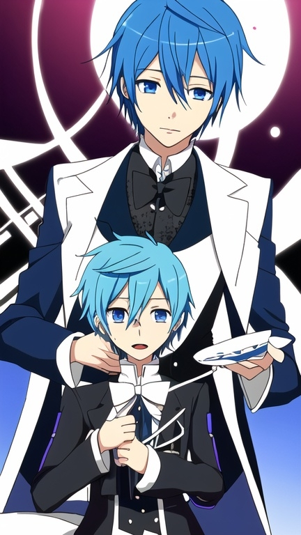 Prompt: kaito from vocaloid butler