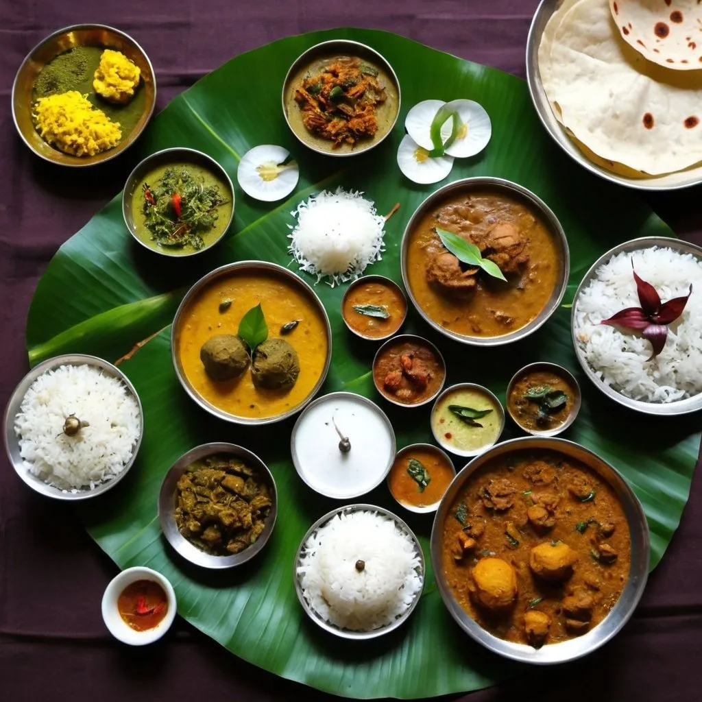 Prompt: kerala traditional food rustic feast