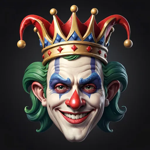 Prompt: smirking jester face with crown