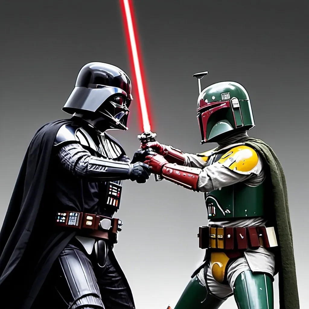 Prompt: Darth Vader vs Boba fett