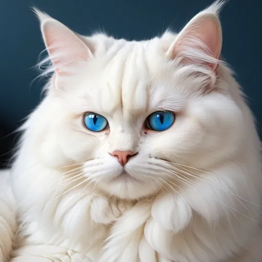 Prompt: a lazy white British longhair cat, pixel art, avatar profile picture, blue eyes, majestic 