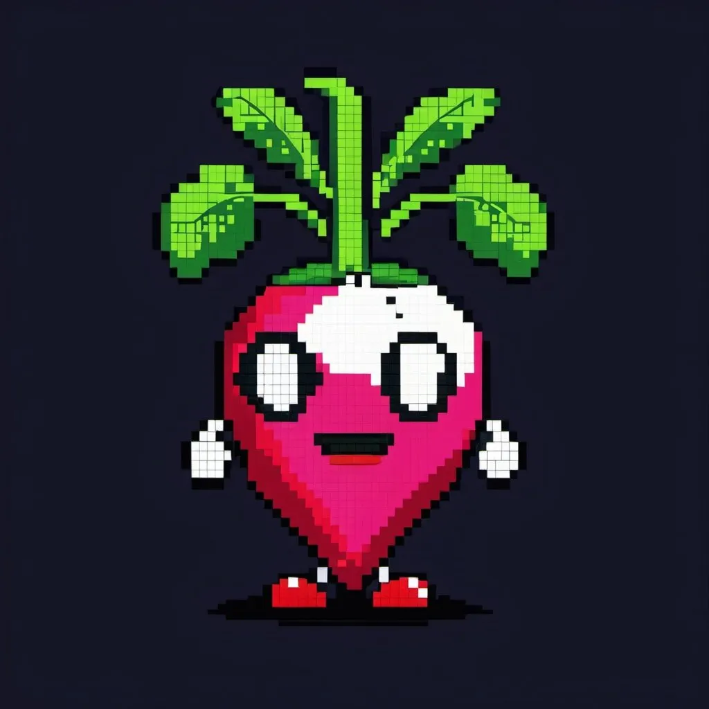 Prompt: 2d pixel art radish dude 16X16