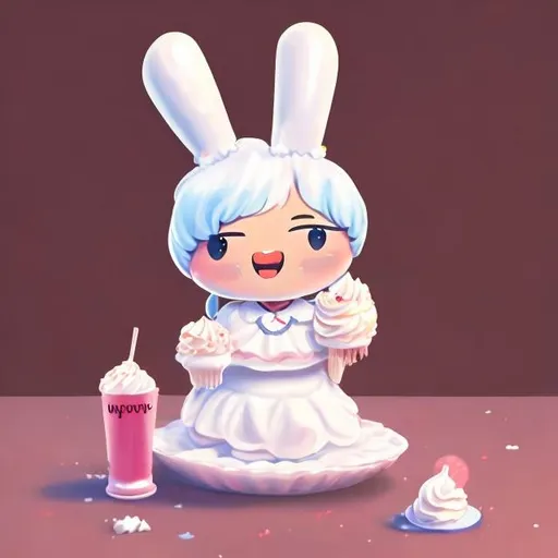 Prompt: whipped cream as a cute mascot