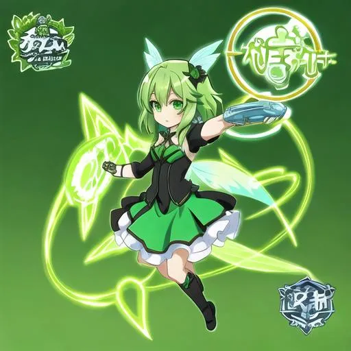 Prompt:  green fairy draw tiny vectorel for logo
