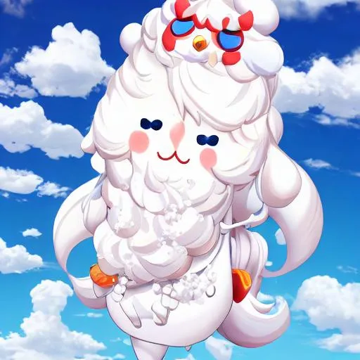 Prompt: whipped cream as a cute mascot