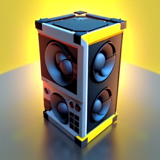 Prompt: standart isometric {game console}, soft smooth lighting, with soft colors, 100mm lens, 3d blender render, trending on polycount, modular constructivism, yellow background, physically based rendering, centered.