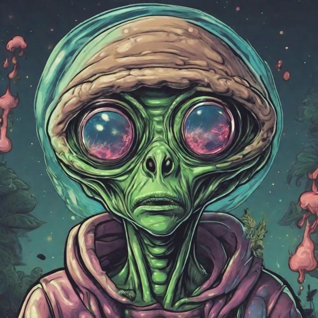 Prompt: alien but smoked weed feeling dizzy