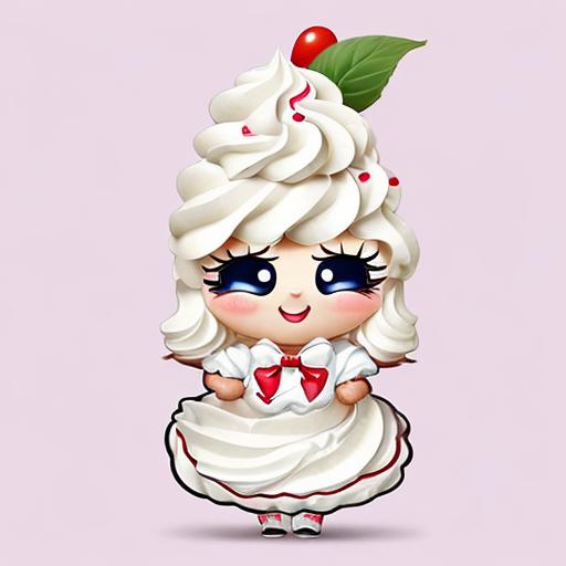 Prompt: whipped cream as a cute mascot