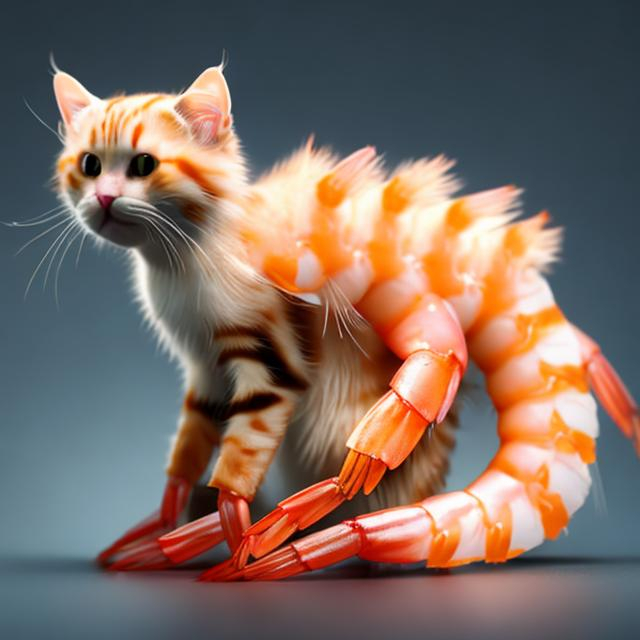 Prompt: Cat with shrimp body