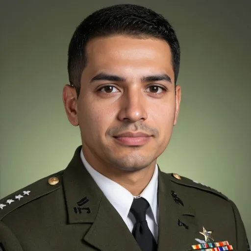 Prompt: Hispanic man in US army uniform.