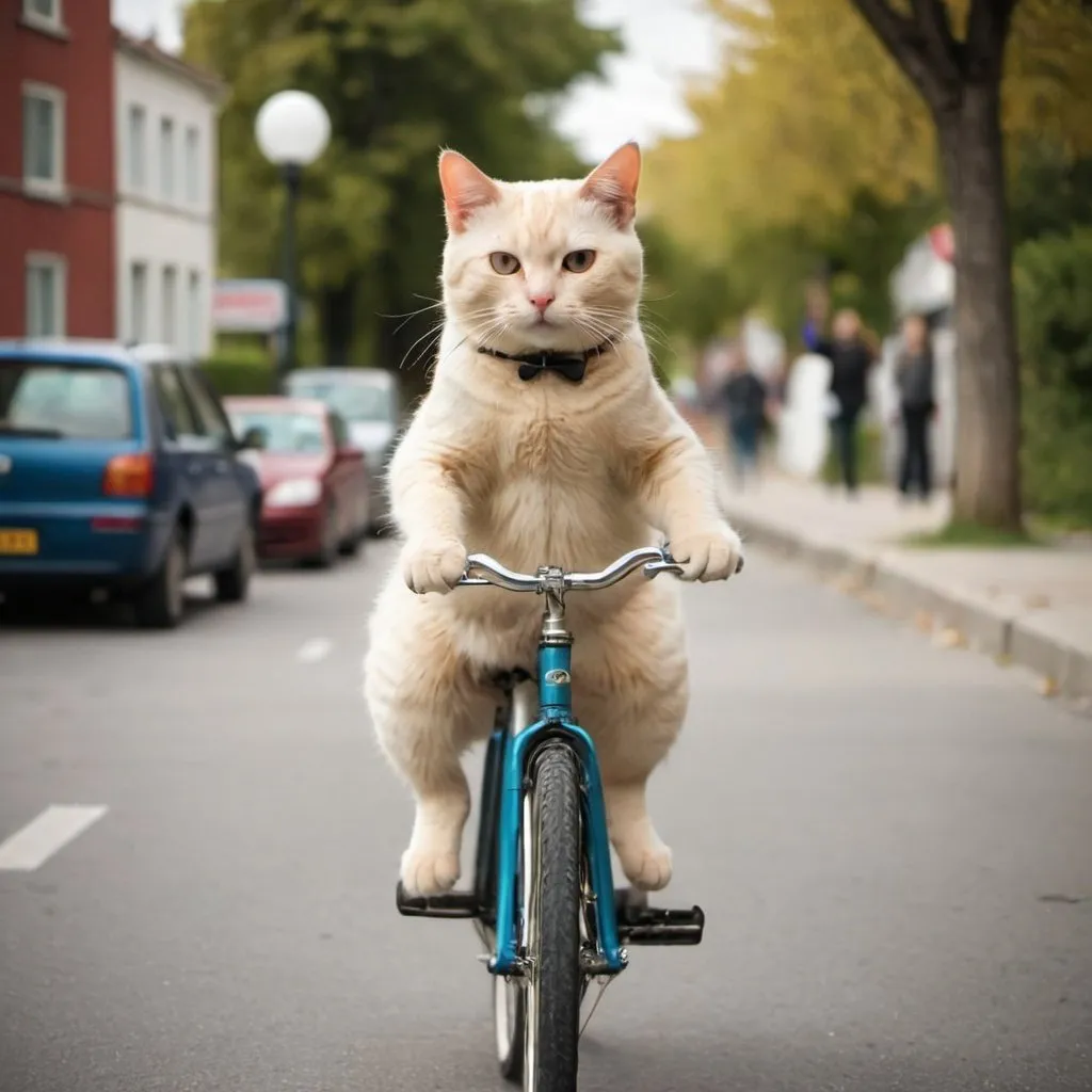 Prompt: Cat riding a bicycle