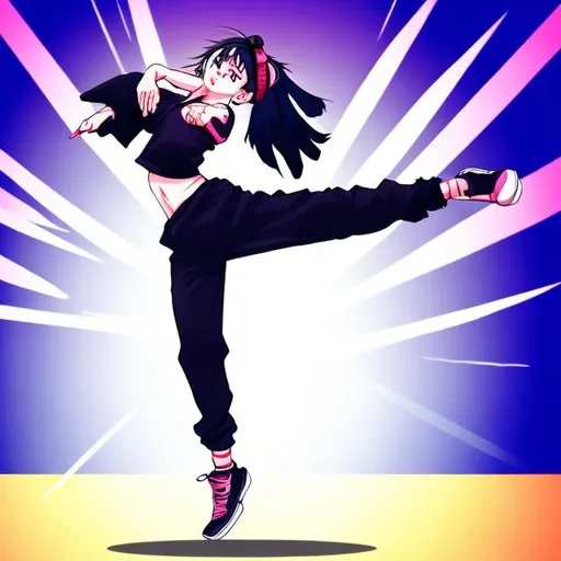 Prompt: hip hop dancer dancing in anime style