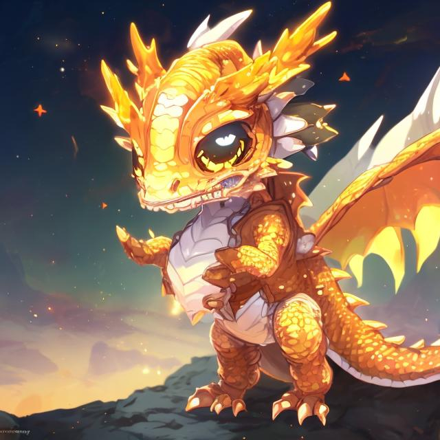 Prompt: chibi gentle grin play superimposed date white-holy-orange-heart anthro Frilled dragon in golden universe life warm night,    epic cinematic BG, hyper detail, hyper quality, hyper detail equipment, 8k, Accurate Anthro Anatomy, Enchant Color, Dynamic Light