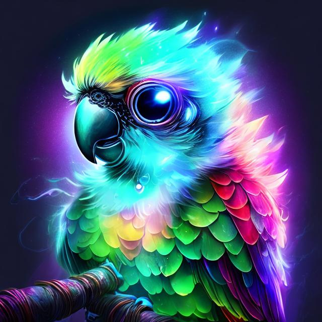 Prompt: chibi celestial lightning eye glittering parrot with glow mystic symbol talisman epic warm night light on glow cosmic of life,cinematic BG,hyper detail, hyper quality,hyper detail equipment,8k,Accurate Animal Anatomy,Enchant Color,Dynamic Lighting