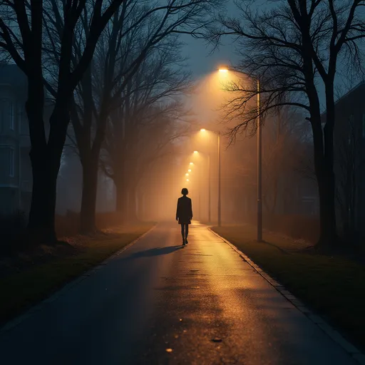 Prompt: A road with streat light