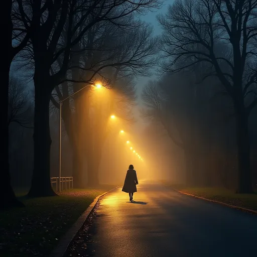 Prompt: A road with streat light