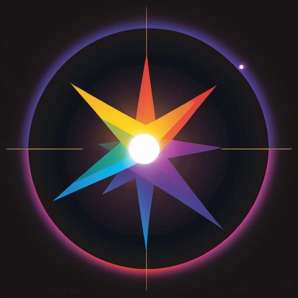 Prompt: liminal space, total solar eclipse,  rainbow prism, logo