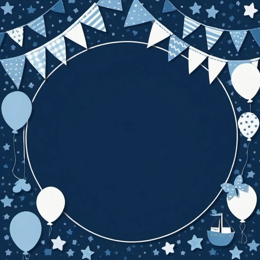 Prompt: Create a bright, navy blue themed background graphic for baby boy arrival  banners. Leave room for text.