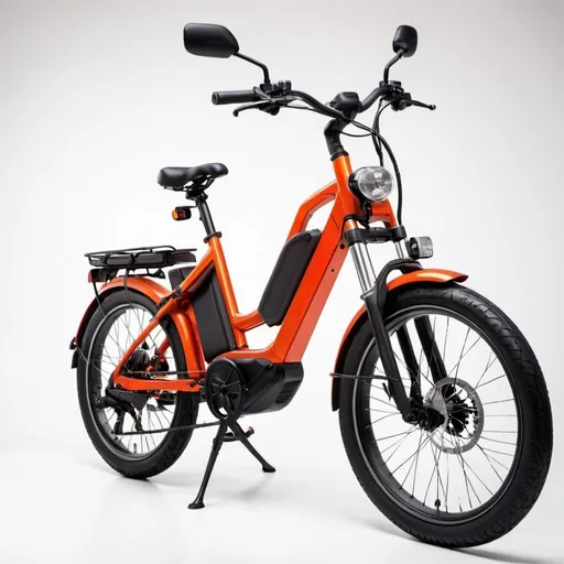 Prompt: An electric bike for the city in red-orange color by Seat M�. White background