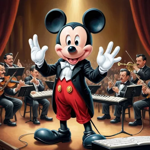 Prompt: Mickey Mouse As A Band Conductor
