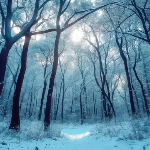 Prompt: a beautiful forest in the winter