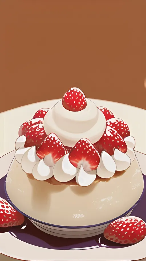 Prompt: Pudding with Strawberries on top