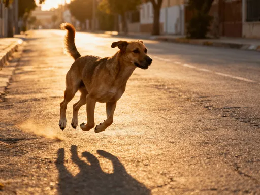 Prompt: A dog running on the street
