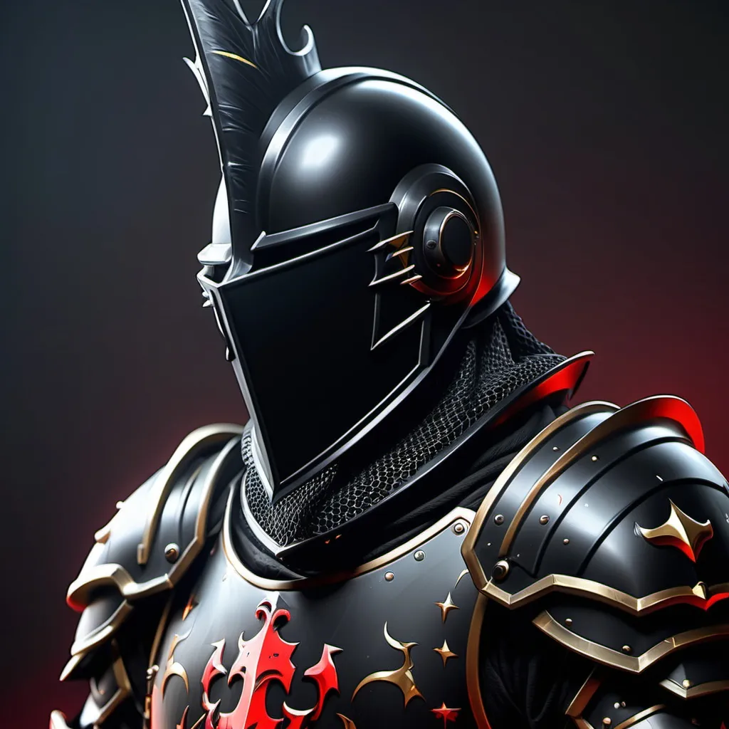 Prompt: a black knight for with rgb  yt gamer zoomed in with rgb on helmet
