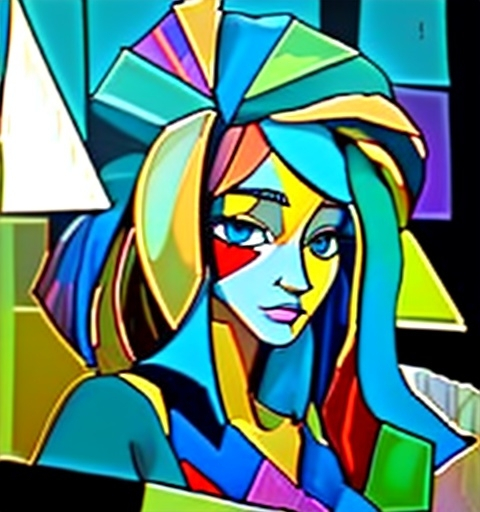 Prompt: Whole make it cubits art
Make it cubist self portrait:
made in the cubist style. Cubist art shows objects or people from many angles at the same time. It makes the subject. look as if it is broken up or sometimes made from cubes .