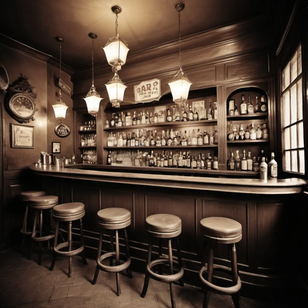 Prompt: A Bar in old fashion photo
