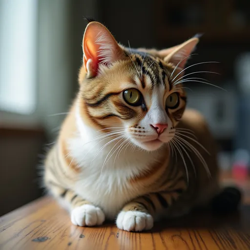 Prompt: cat sitting on a table

