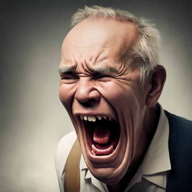 Prompt: creepy old man screaming
