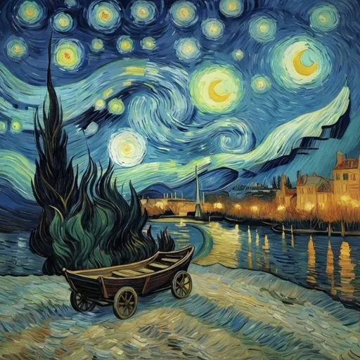 Prompt: Van Gogh Starry nights in sodium vapour era